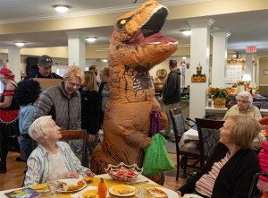 Carter House residents and kids in costumes.