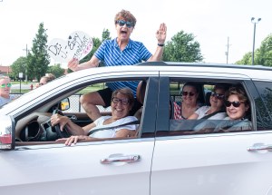 women in SUV