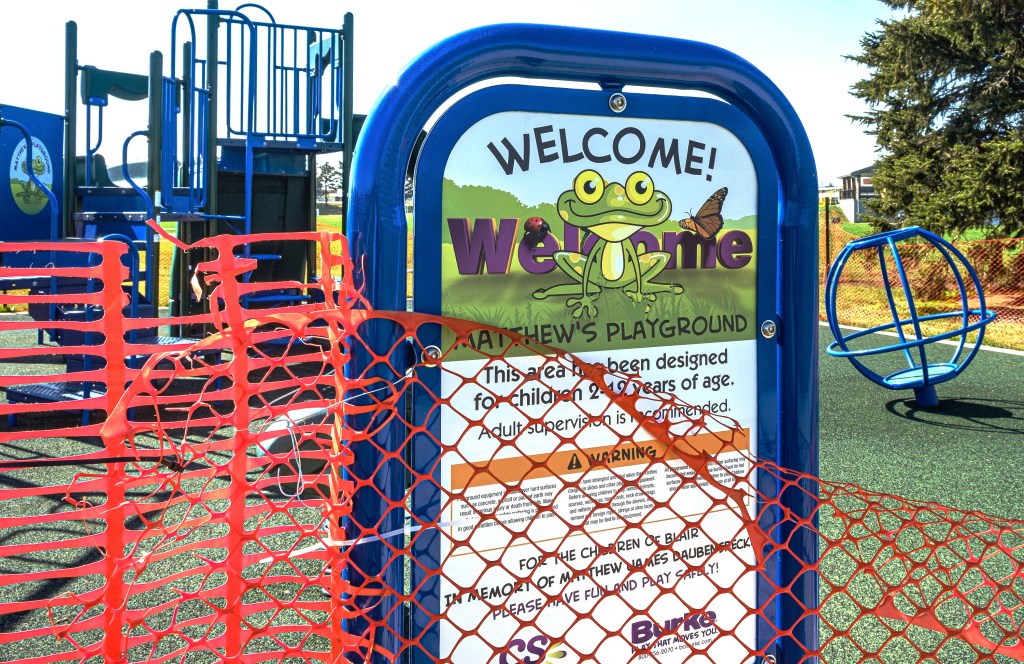 Playgrouds closed due to pandemic.